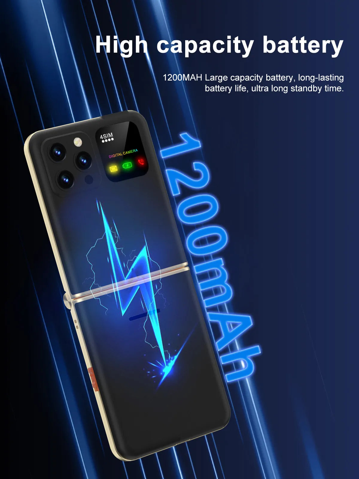 Teléfono compacto con tapa, pantalla de 2,4", 4 SIM, voz mágica y linterna LED