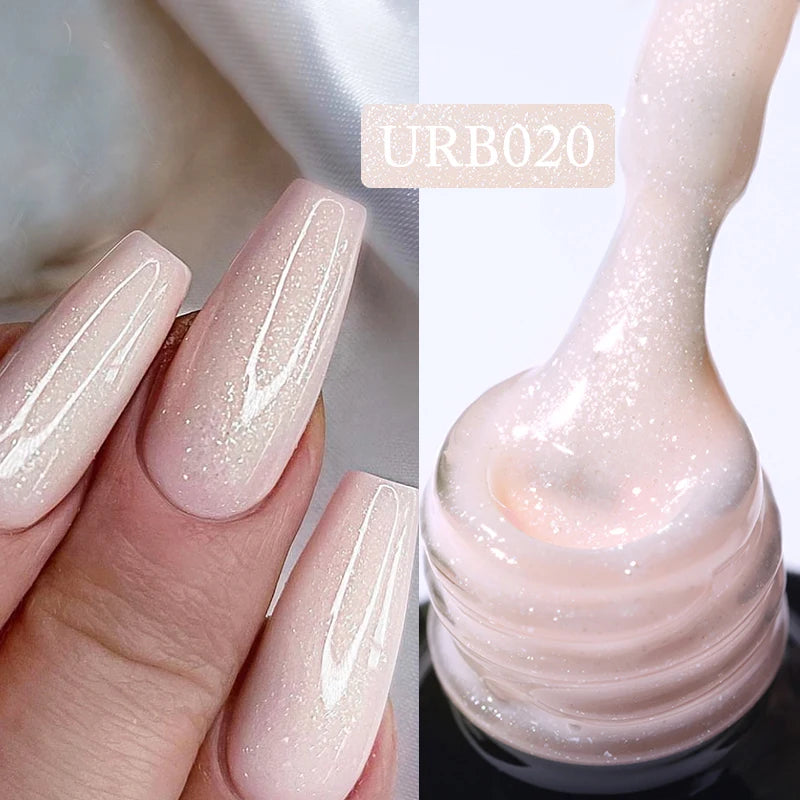 Esmalte en gel con base de goma con purpurina