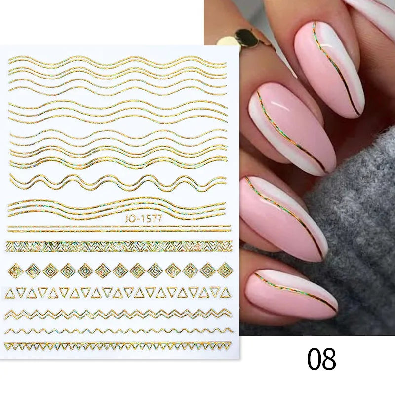 Papers Stripe 3D Nail Sticker