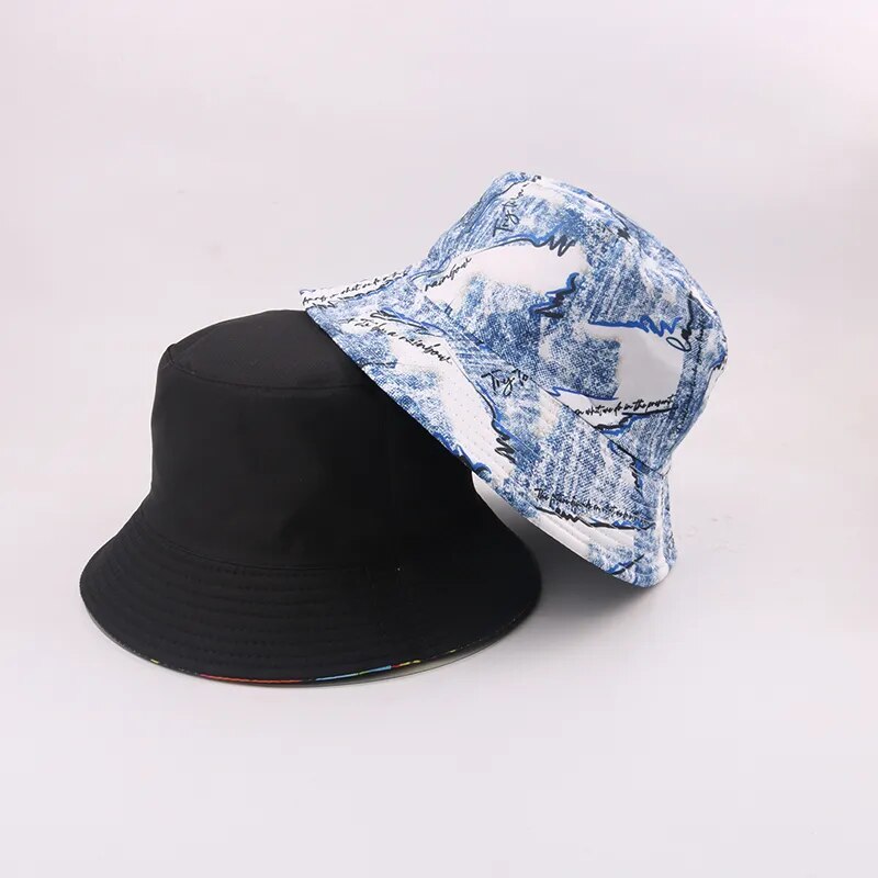 Sombrero de pescador con bordado de letras estilo coreano