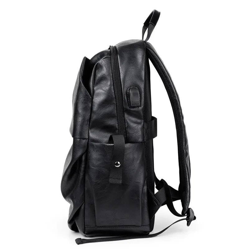 Leather PU Backpack USB Charging