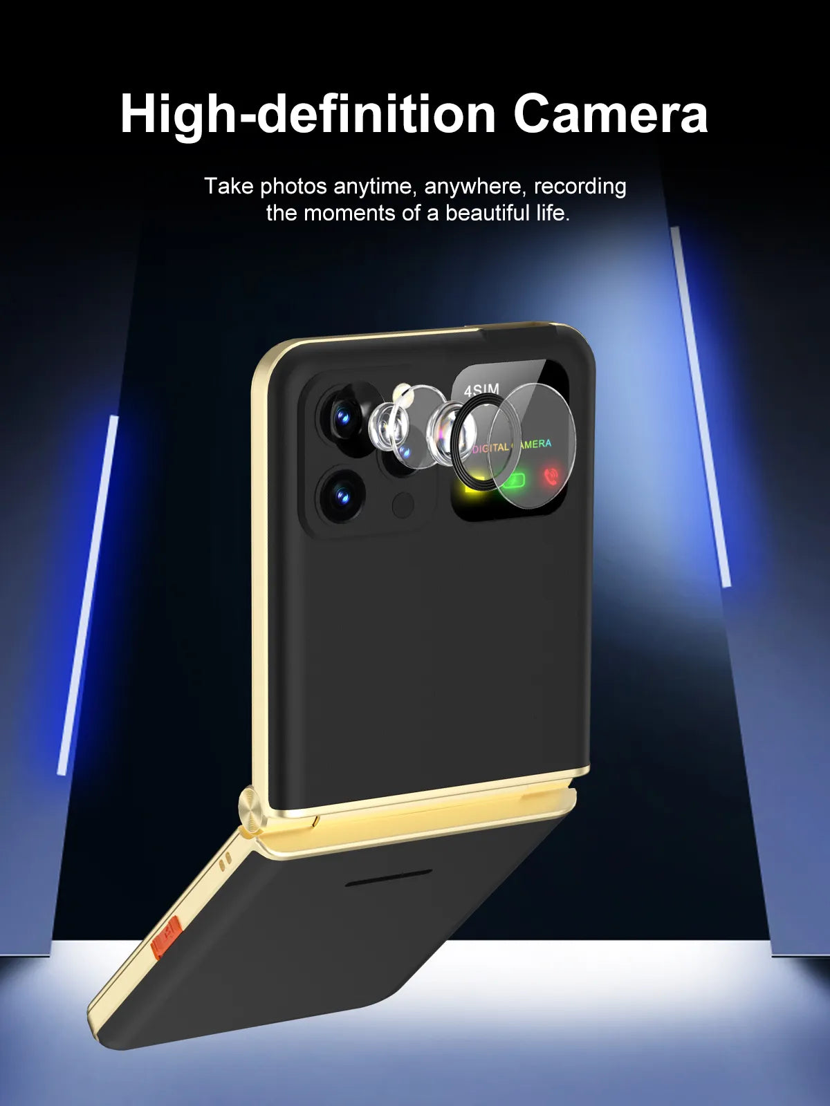 Teléfono compacto con tapa, pantalla de 2,4", 4 SIM, voz mágica y linterna LED