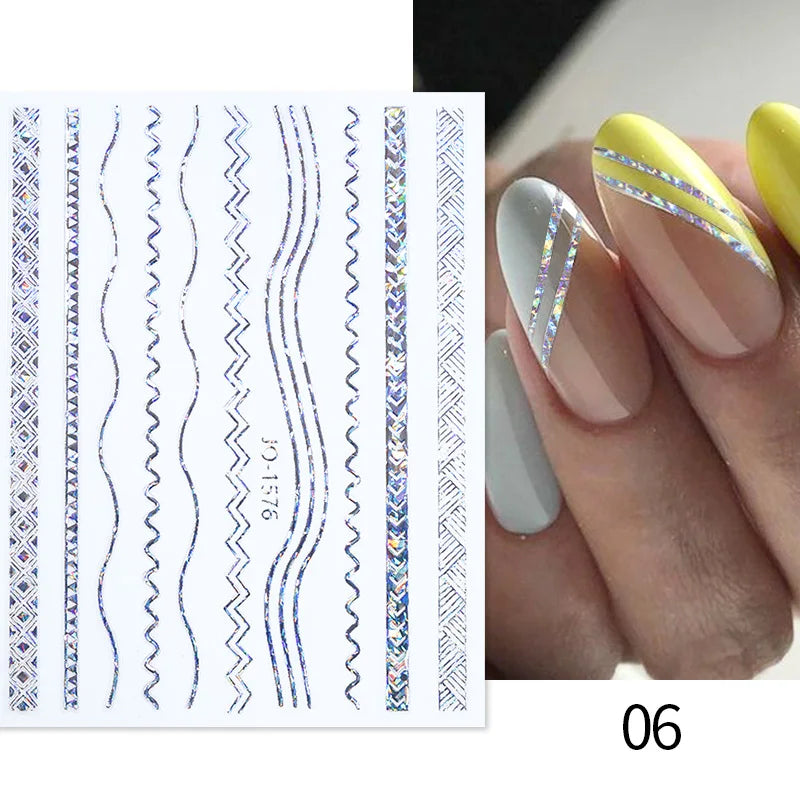 Papers Stripe 3D Nail Sticker