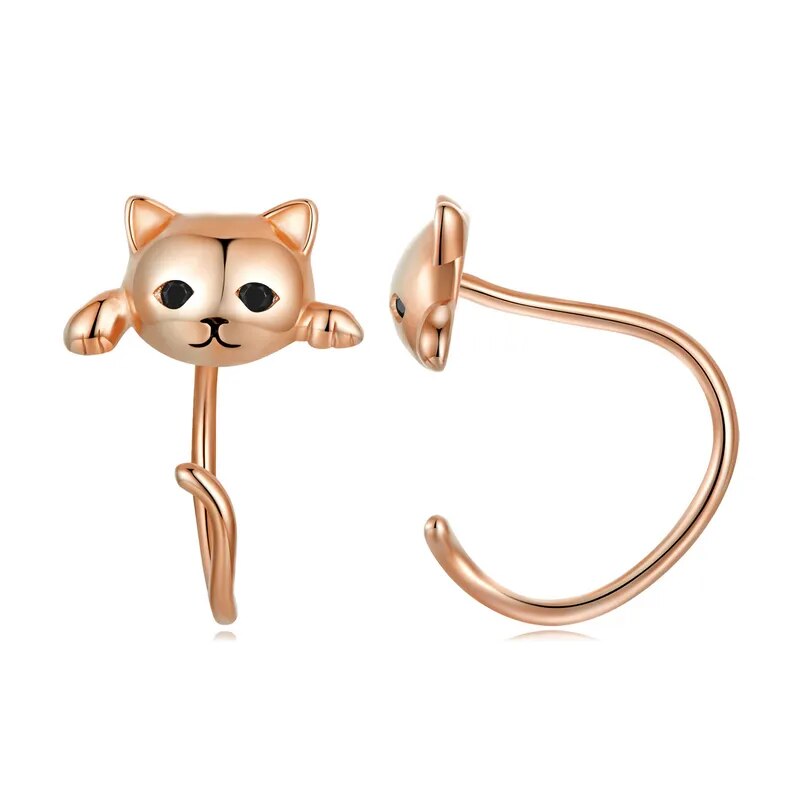 Genuine Sterling Minimalist Cute Tail Stud Earrings