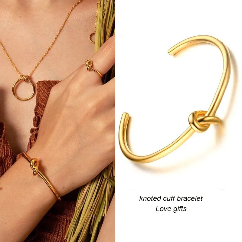 Circular Knot Cuff Bangle Bracelets