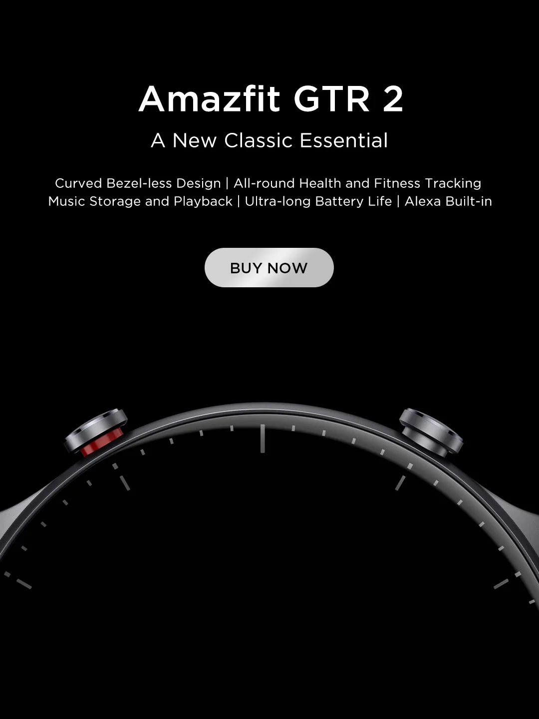 Alexa Built-in Curved Bezel-less Design Smart Watch