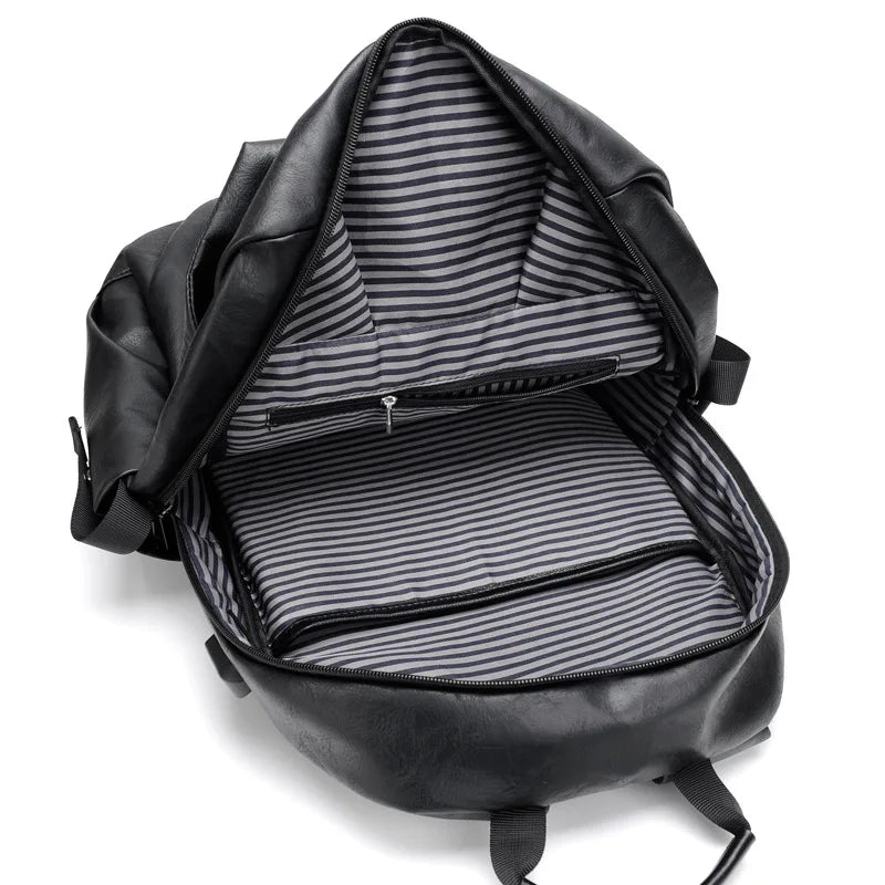 Leather PU Backpack USB Charging