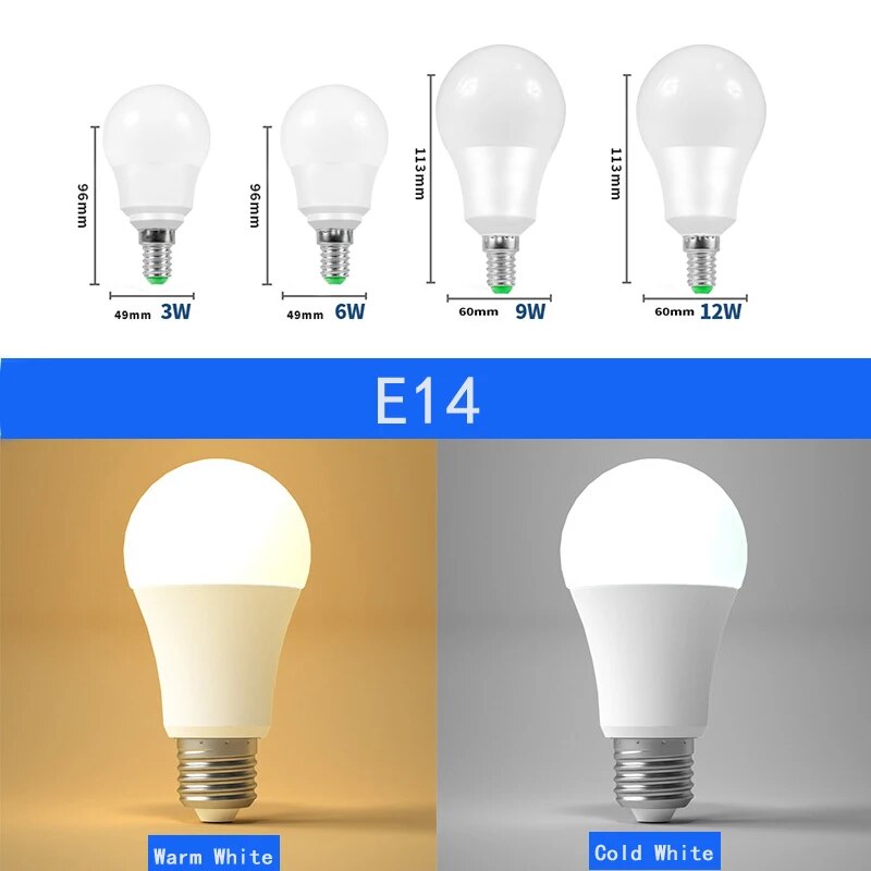 10pcs LED Bulb Lamps E26 E27 E14 E12 110V GU10  120V Table Light