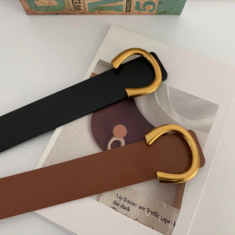 Square Pin Buckle Imitation Leather Belt