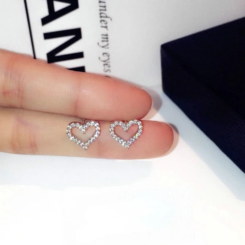 Heart Bling Zircon Stone Stud Earrings