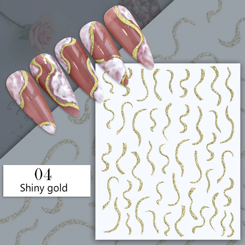 Papers Stripe 3D Nail Sticker