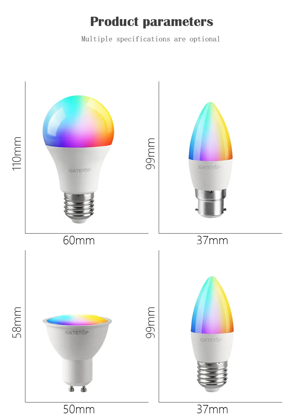 Spotlight Bulb with E27, E14, GU10, B22 bases