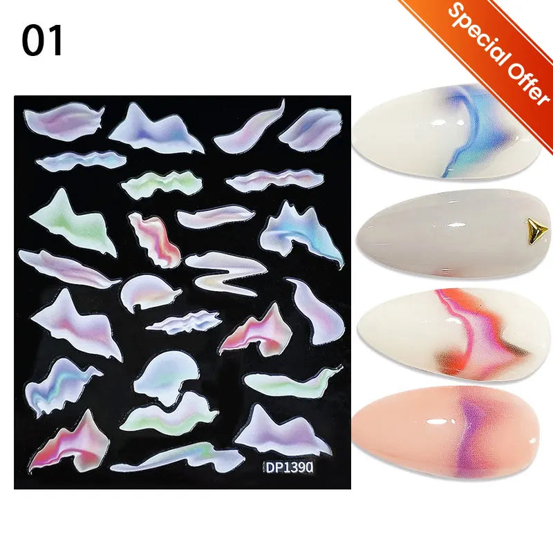 3D Lines Nail Stickers