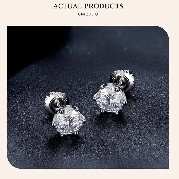 Round Cut Lab Diamond Platinum Plated Earrings