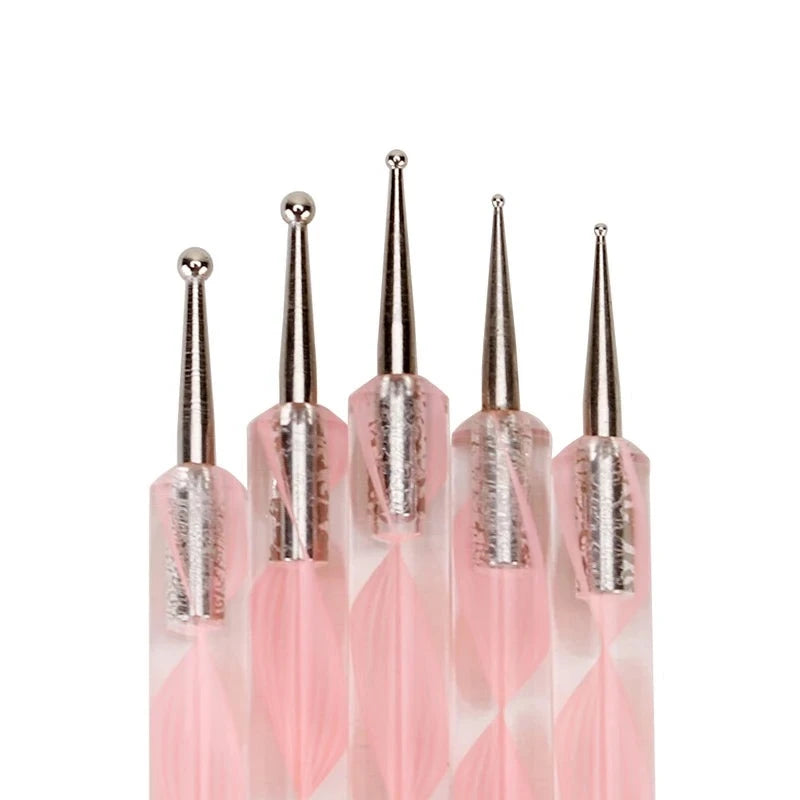 5 puntas de silicona acrílica para decoración de uñas de 2 vías.