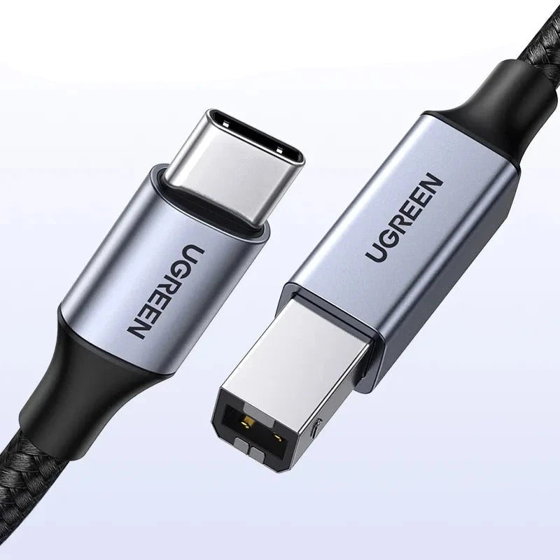 USB C to USB B 2.0 Cable Braided Printer Scanner Cord
