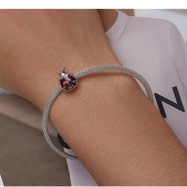 Silver Ladybug Charm fit DIY Bracelet & Bangle