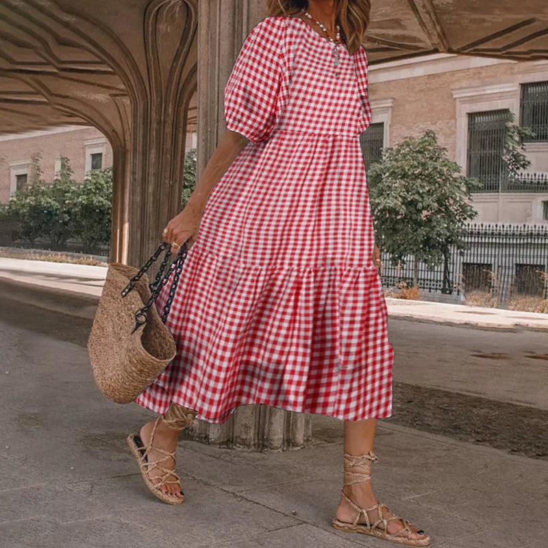 Vestido bohemio casual de manga corta