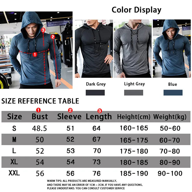 Men's Fitness Tracksuit Hooded Workout Set
