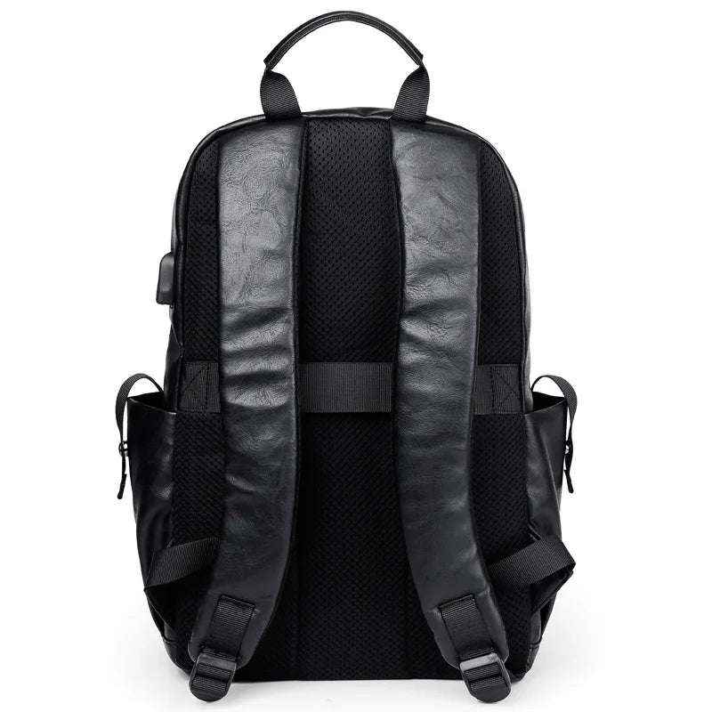 Leather PU Backpack USB Charging
