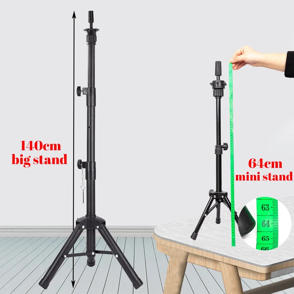 Trípode para peluca con soporte para peluca de 140 cm/64 cm