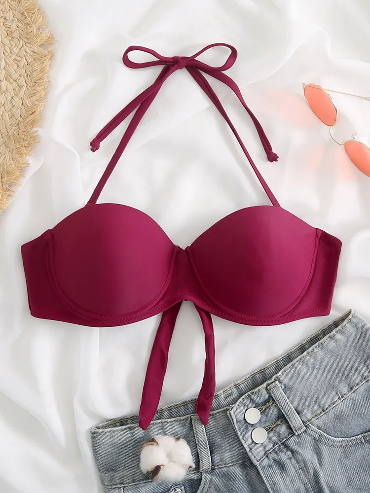 High Waist Thong Swimwear Trunks Bikinis Top