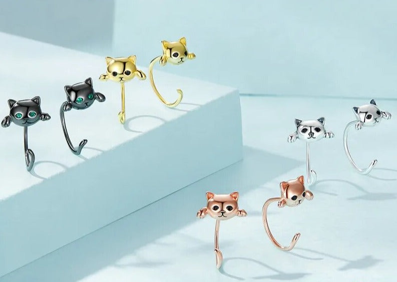 Genuine Sterling Minimalist Cute Tail Stud Earrings
