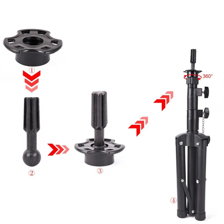 Trípode para peluca con soporte para peluca de 140 cm/64 cm