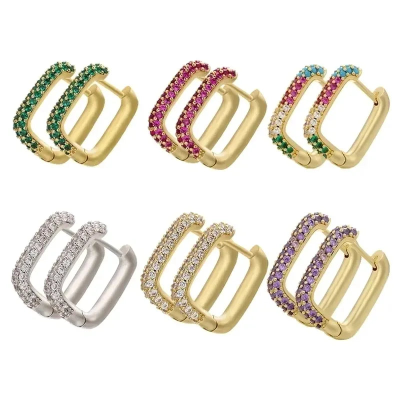 Hoop Crystal Accents Earrings
