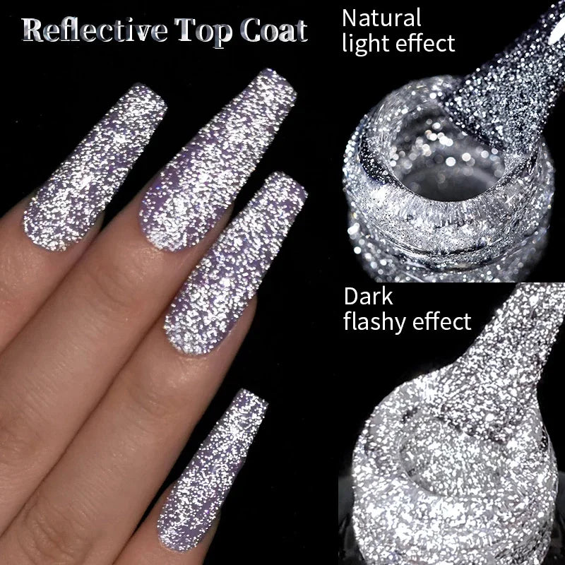 Esmalte de gel de uñas con brillo reflectante