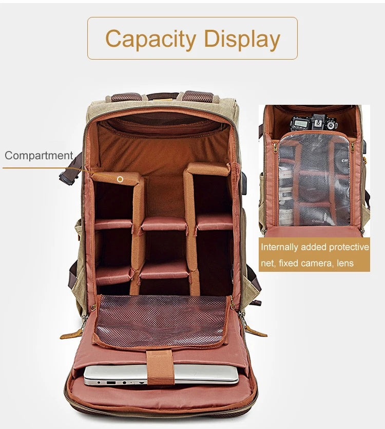 Puerto USB apto para bolsa de fotografía para computadora portátil de 15,6 pulgadas
