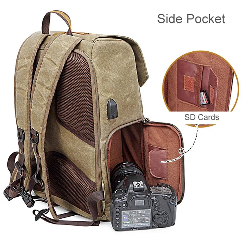 Puerto USB apto para bolsa de fotografía para computadora portátil de 15,6 pulgadas