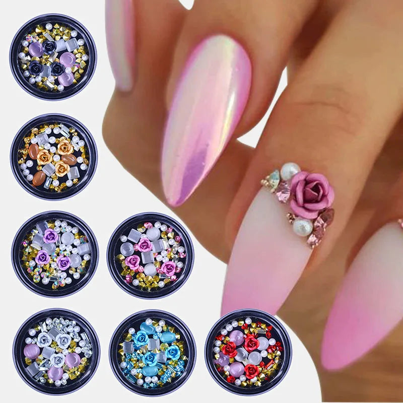 Arte de uñas con mezcla encantadora de cristales