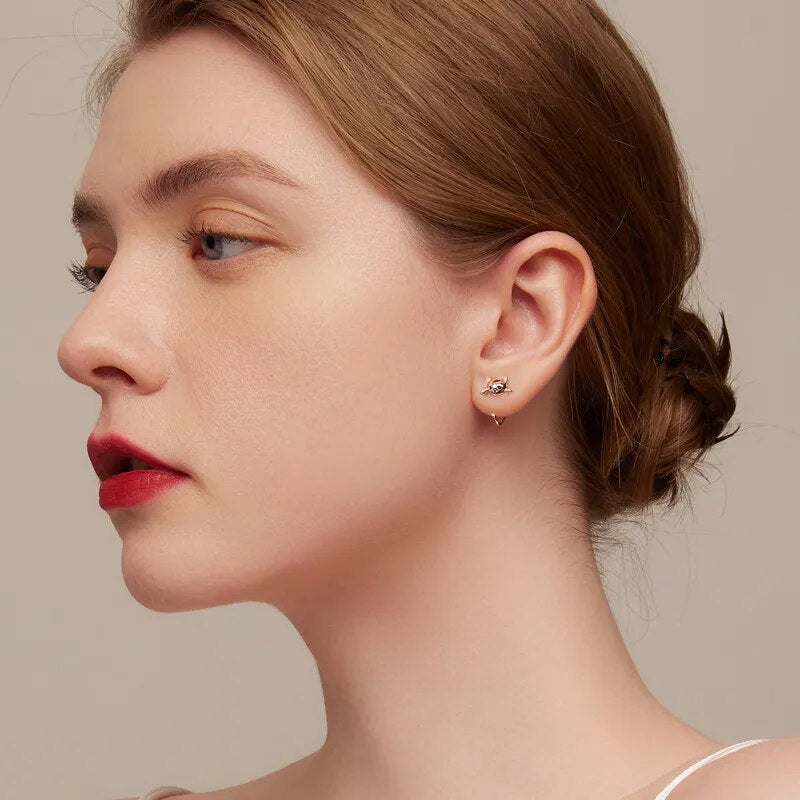 Genuine Sterling Minimalist Cute Tail Stud Earrings