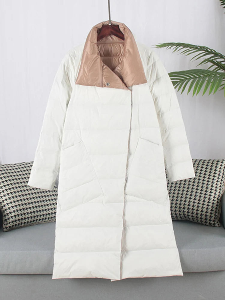 Langer doppelseitig karierter Wintermantel