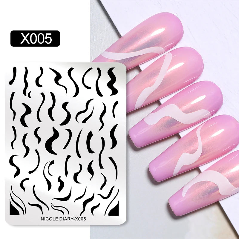 Flower Nail Stamping Plates Template Geometric