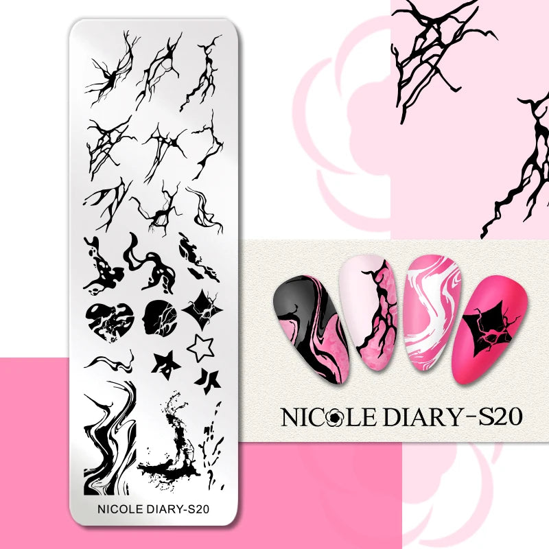 Flower Nail Stamping Plates Template Geometric