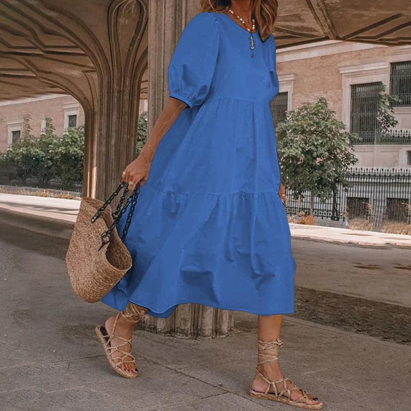 Vestido bohemio casual de manga corta