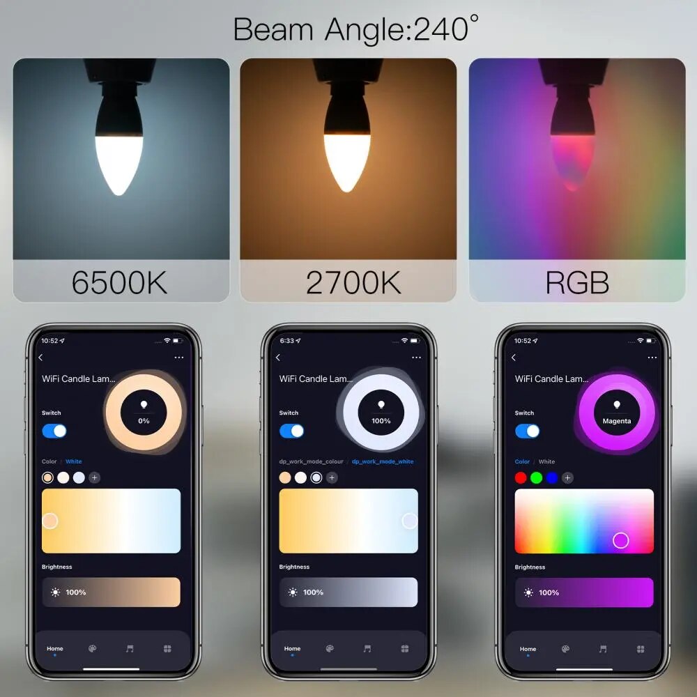 Magic Bulb E14 E14 GU10 RGBCW LED Bulb For Smart Life
