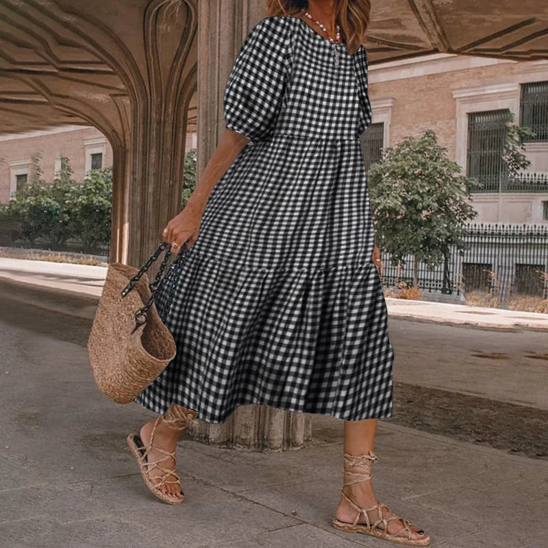 Vestido bohemio casual de manga corta
