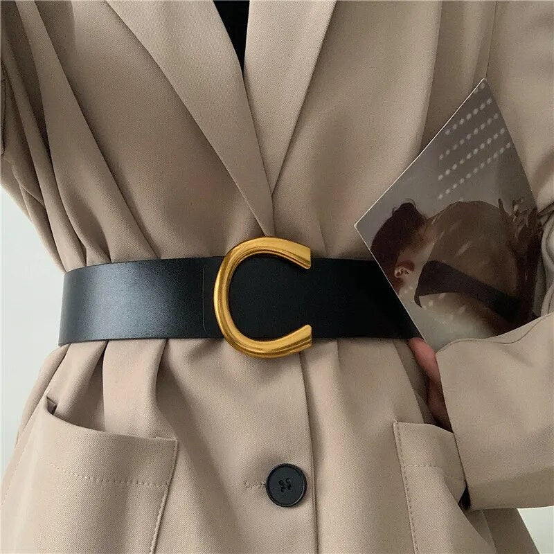 Square Pin Buckle Imitation Leather Belt