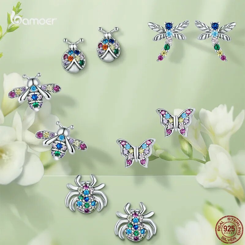 Butterfly Dragonfly Bee Insects Studs Earrings
