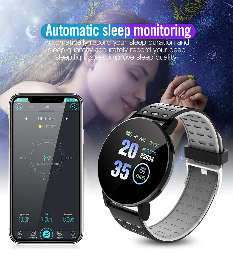 Heart Rate Blood Pressure Monitoring Fitness Tracker Smartwatch