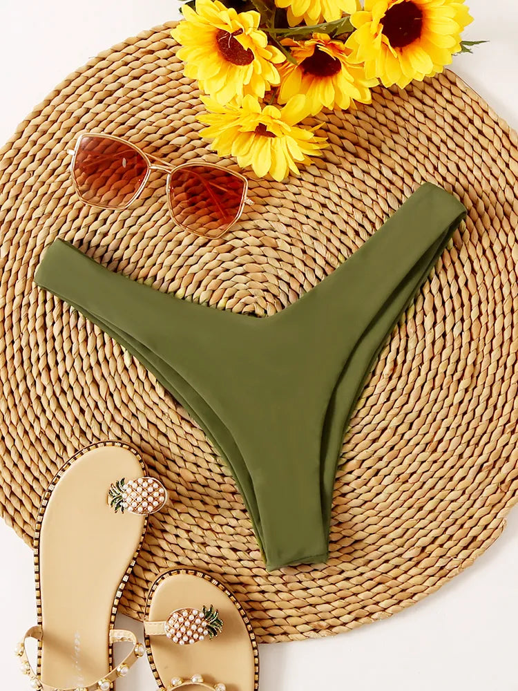 High Waist Thong Swimwear Trunks Bikinis Top