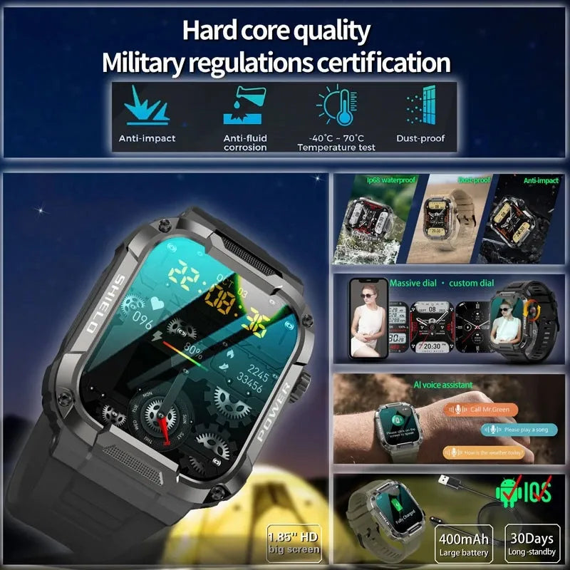 Rugged Military Smart Watch for Men