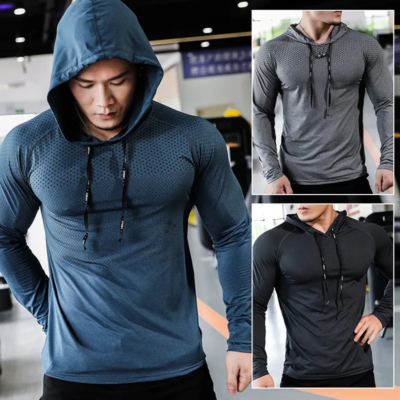 Men's Fitness Tracksuit Hooded Workout Set