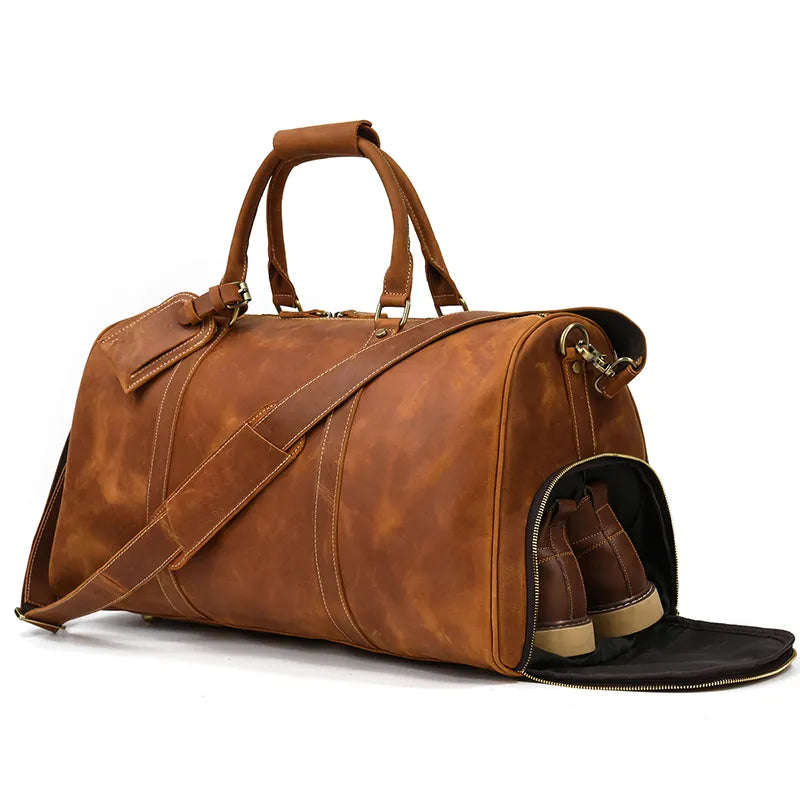 Bolsa de viaje de cuero genuino