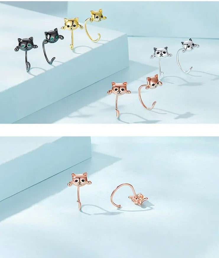 Genuine Sterling Minimalist Cute Tail Stud Earrings