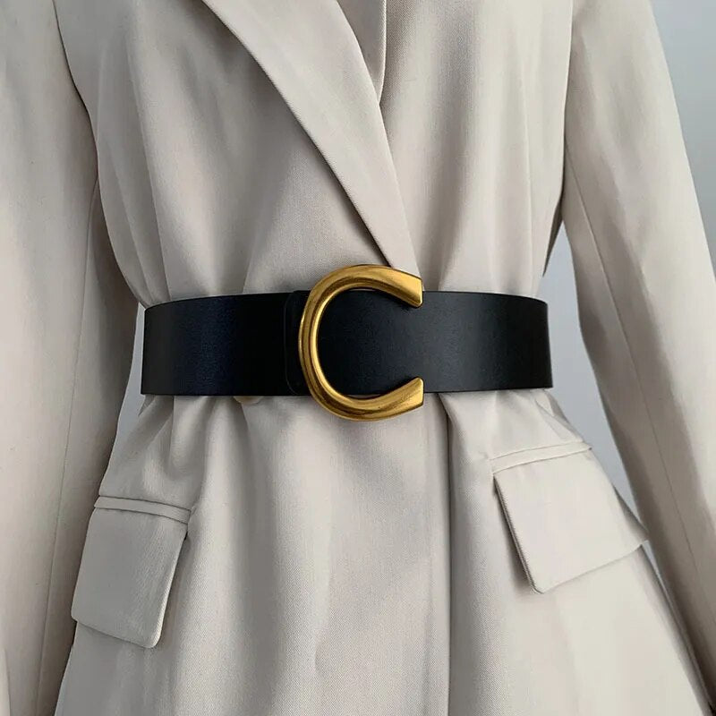 Square Pin Buckle Imitation Leather Belt