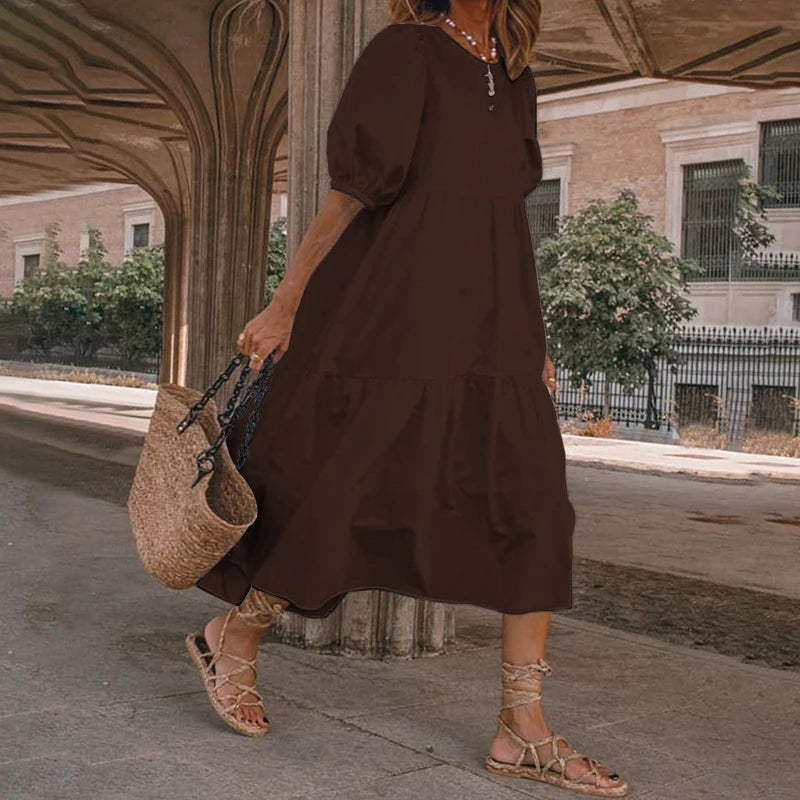 Vestido bohemio casual de manga corta